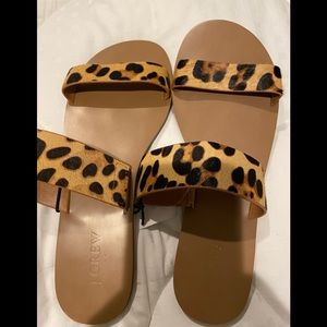 J Crew Leopard print slides